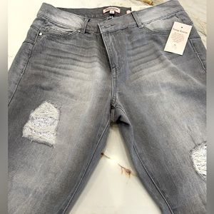 Juicy Couture Grey Distressed Jeans w sequins Sz 10